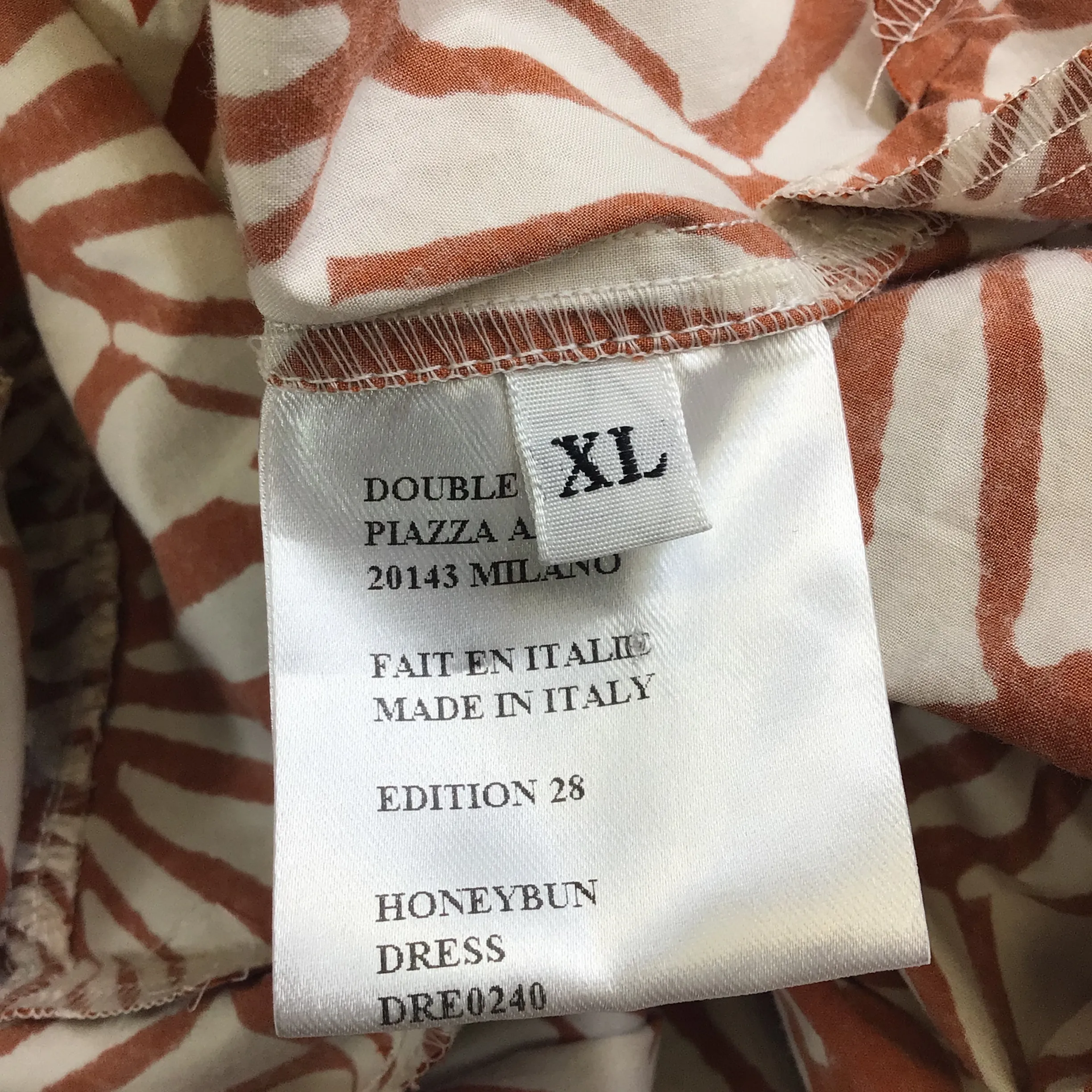 La DoubleJ Orange / Ivory Ventaglio Print Cotton Poplin Honeybun Dress