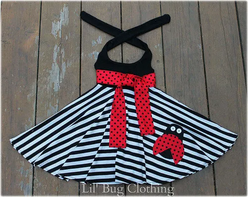 Ladybug Black White Stripe Dress