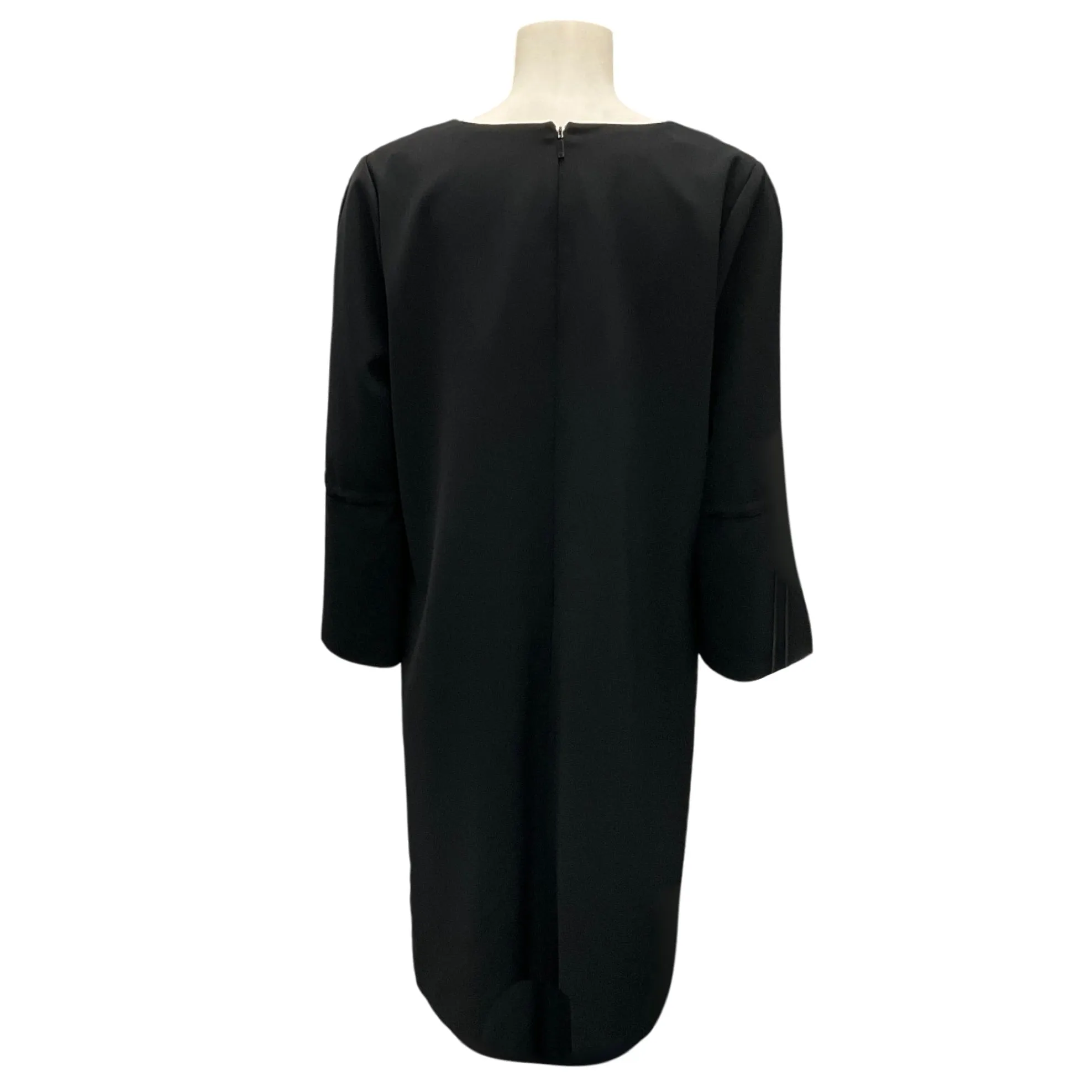 Lafayette 148 New York Black Tie Detail Long Sleeved Crepe Dress