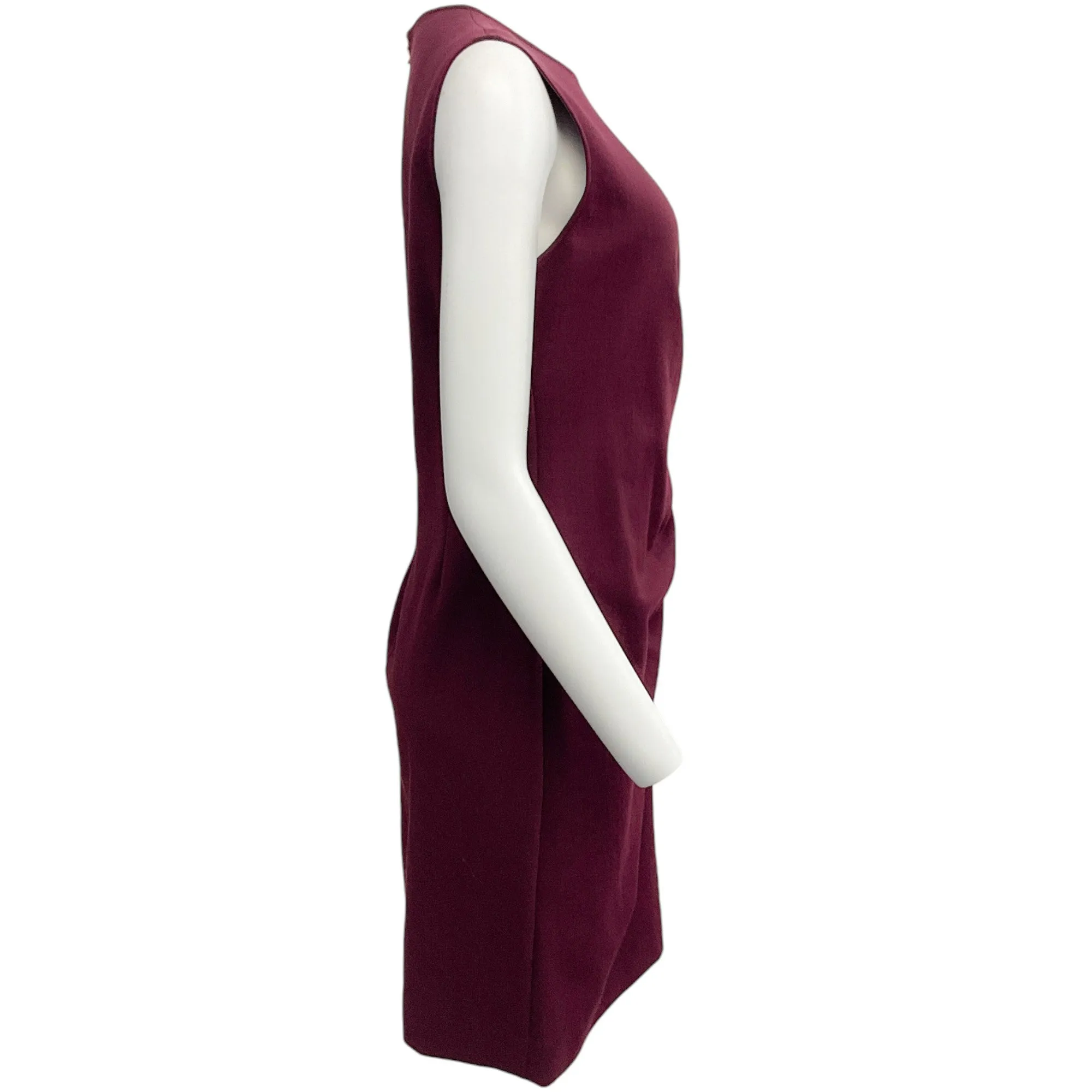 Lanvin Burgundy Sleeveless Ruched Dress