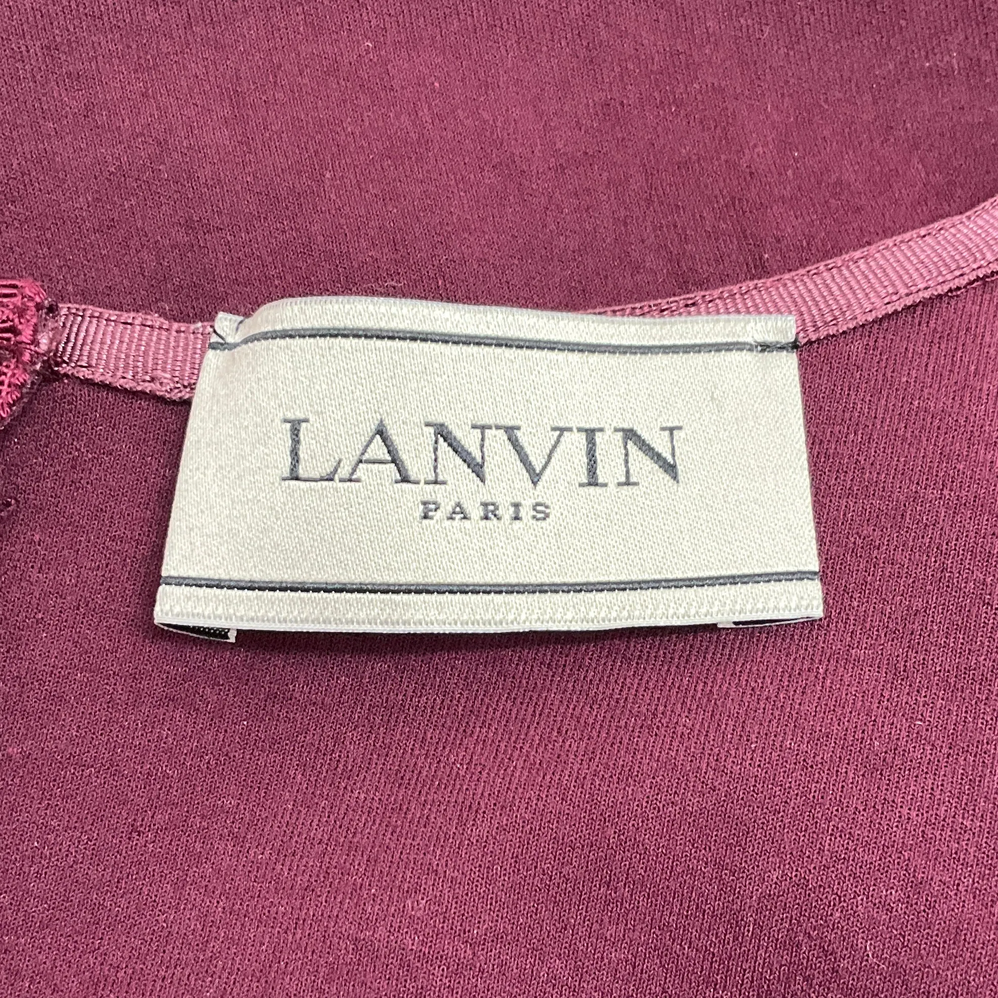 Lanvin Burgundy Sleeveless Ruched Dress