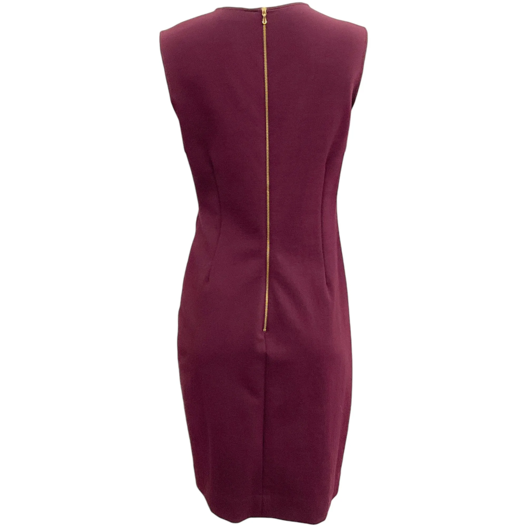 Lanvin Burgundy Sleeveless Ruched Dress