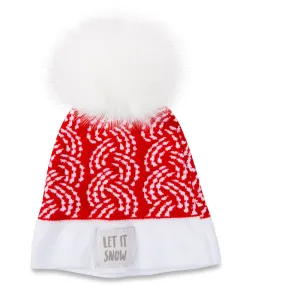 Let it Snow Red Knit Pom Pom Hat