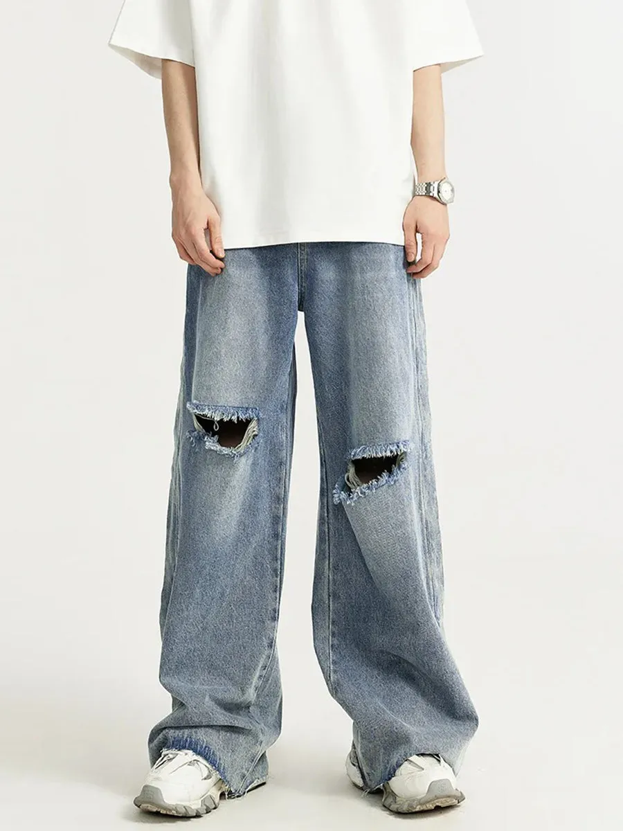 Light Blue Baggy Ripped Jeans