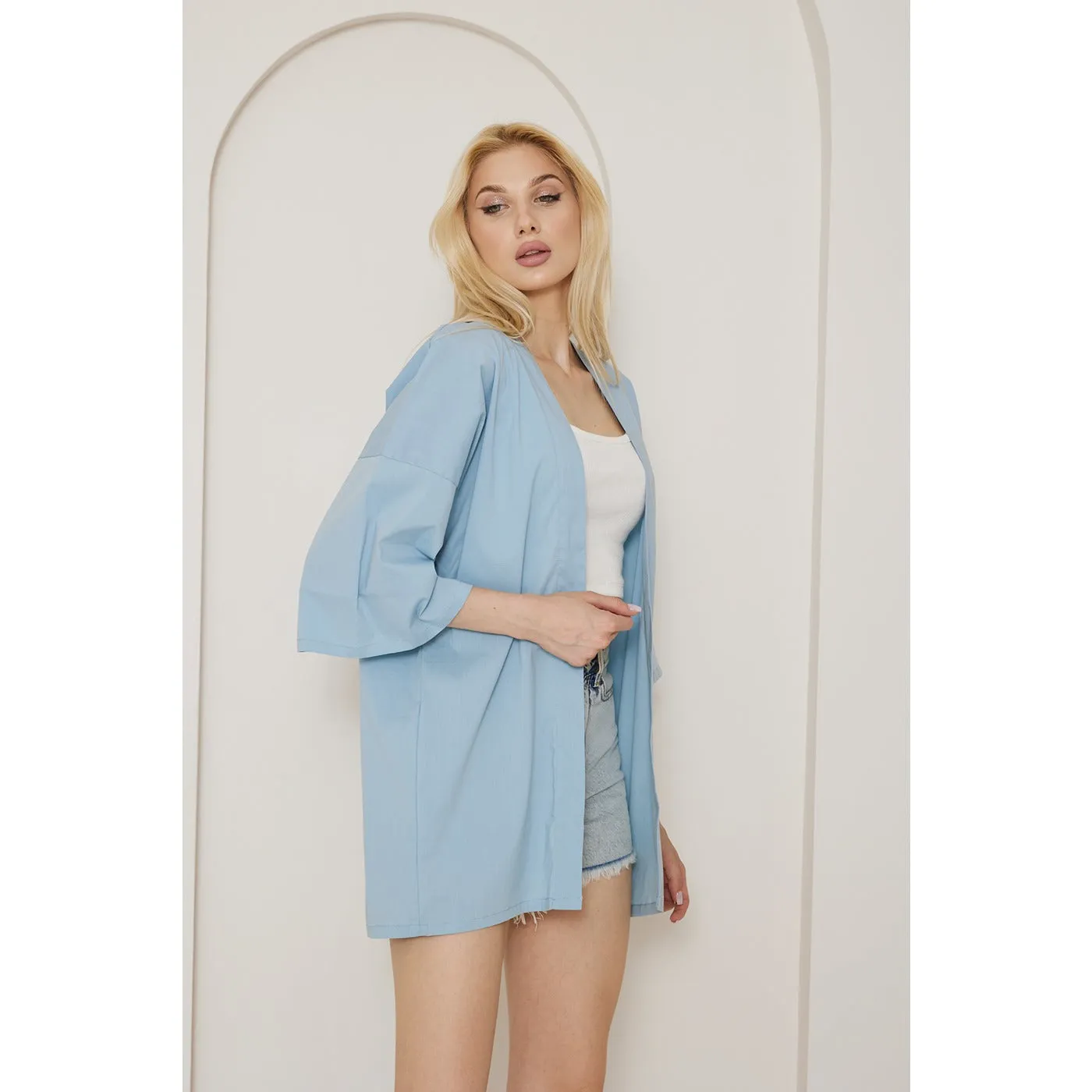 Light Blue Kimono Shawl Jacket