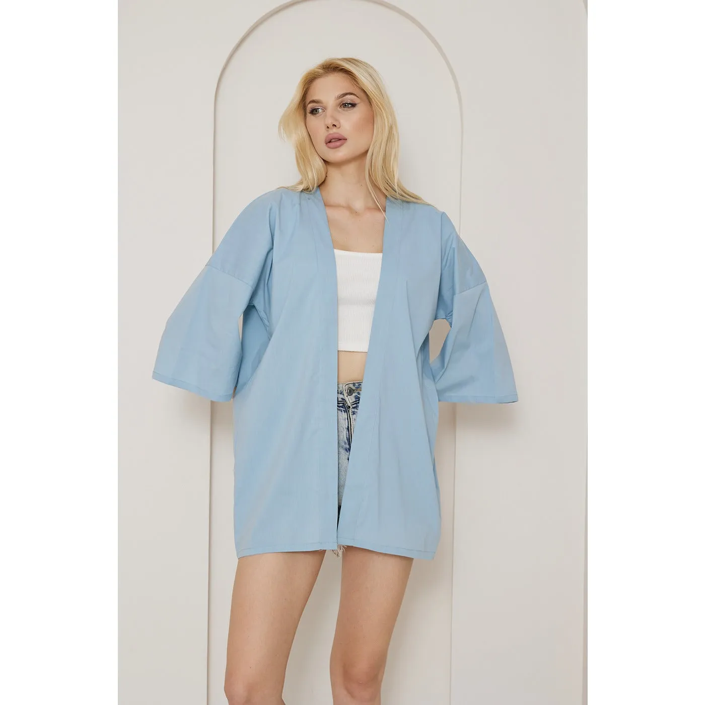 Light Blue Kimono Shawl Jacket