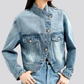 Light-wash vintage denim jacket for women