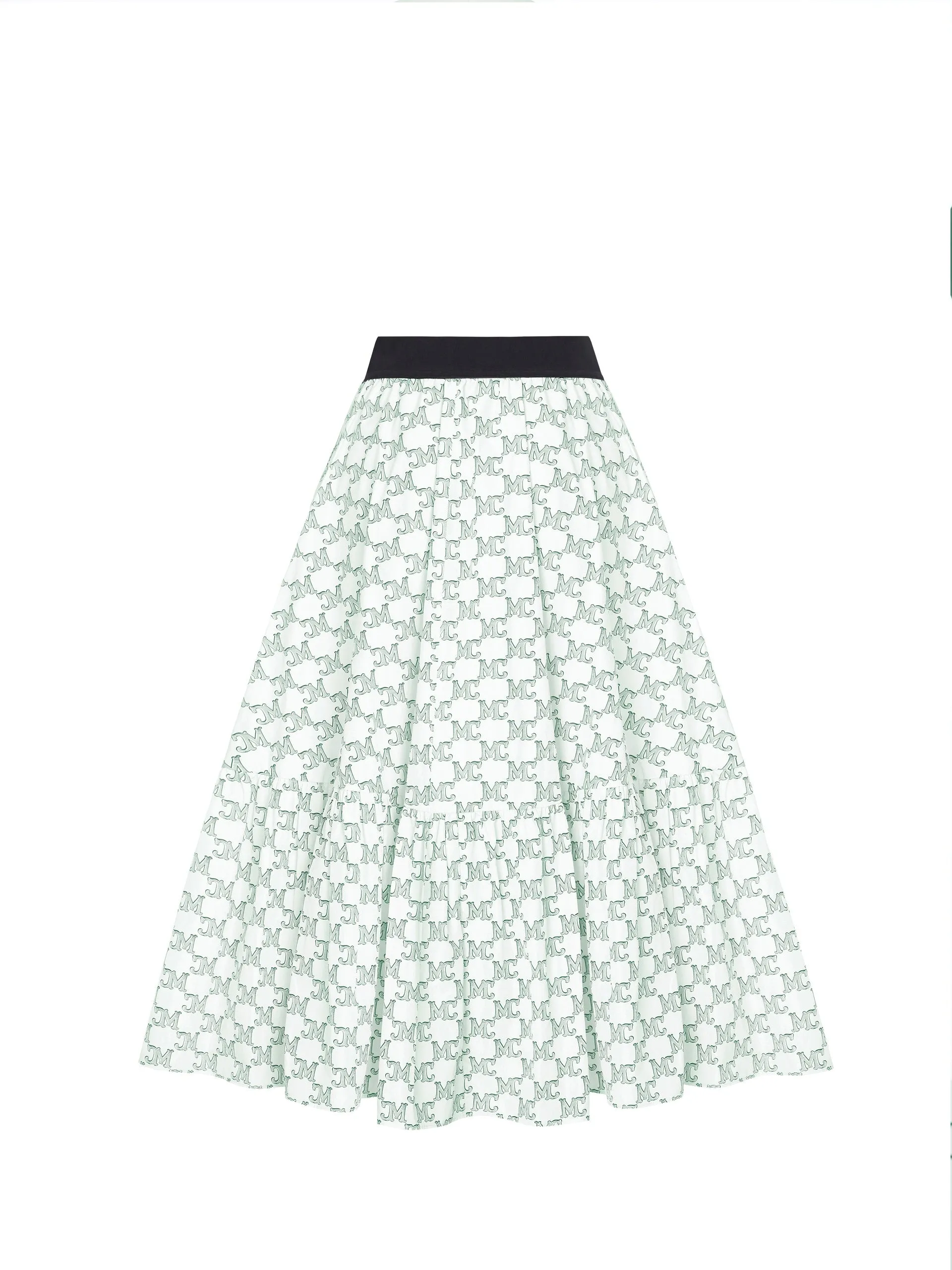 Logo Print Ruffle Midi Skirt