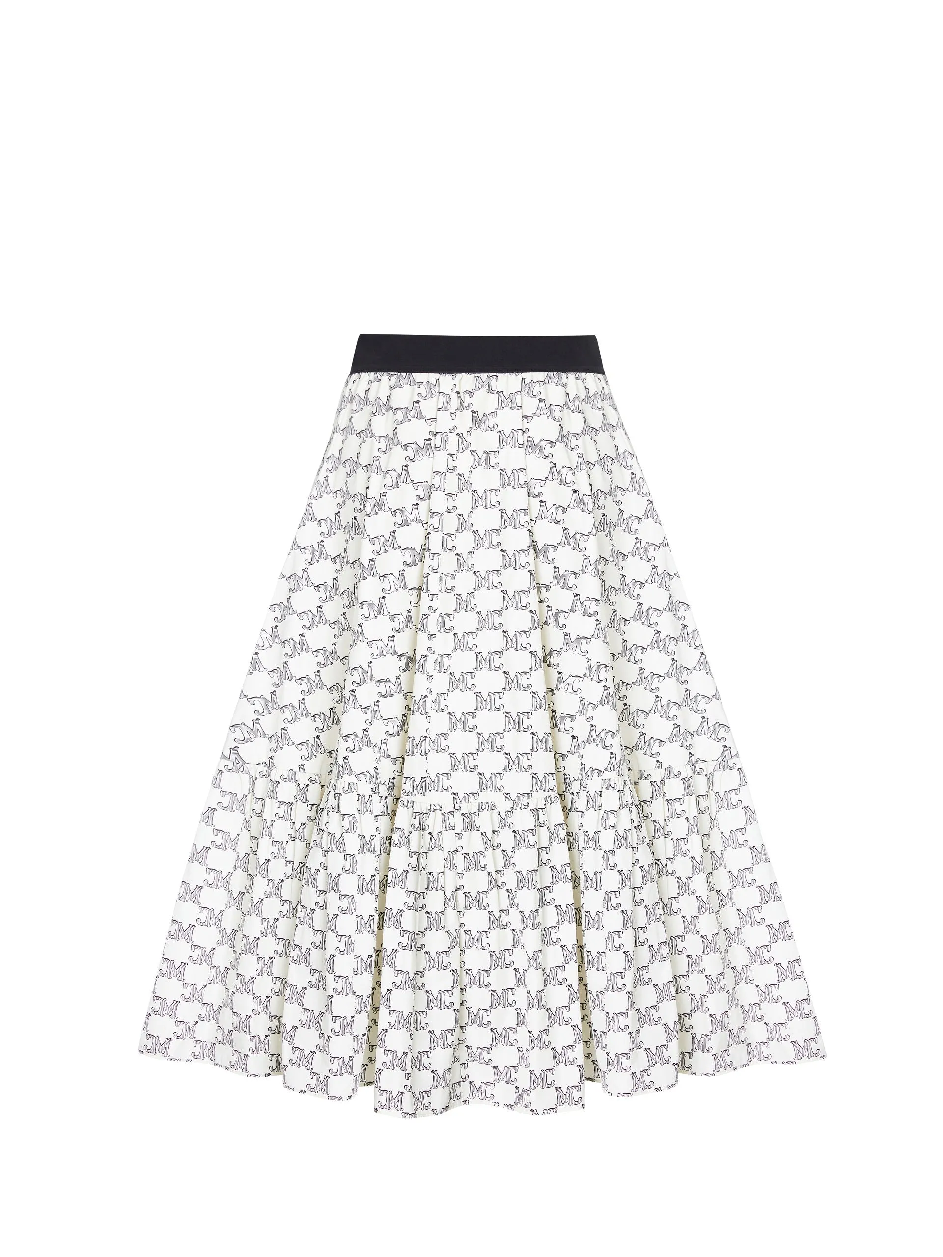 Logo Print Ruffle Midi Skirt