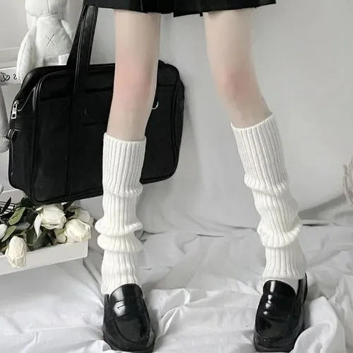 Lolita Punk Socks Furry Leg Warmers Women Winter Knitted Warm Foot