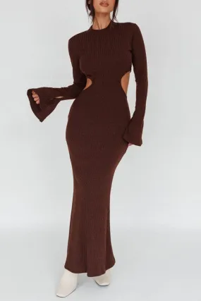 Long Sleeves with flared Cuffs Knit Maxi Dress