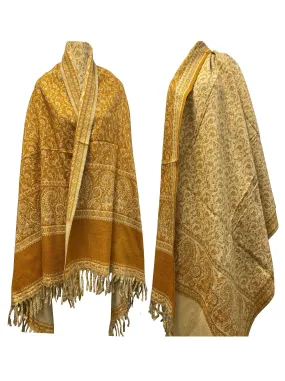 LUXURY GOLD COLOUR oversize Scarf Yak Wool floral yoga blanket stole unisex study Wrap Meditation Soft soft warm Shawl special Gift for all