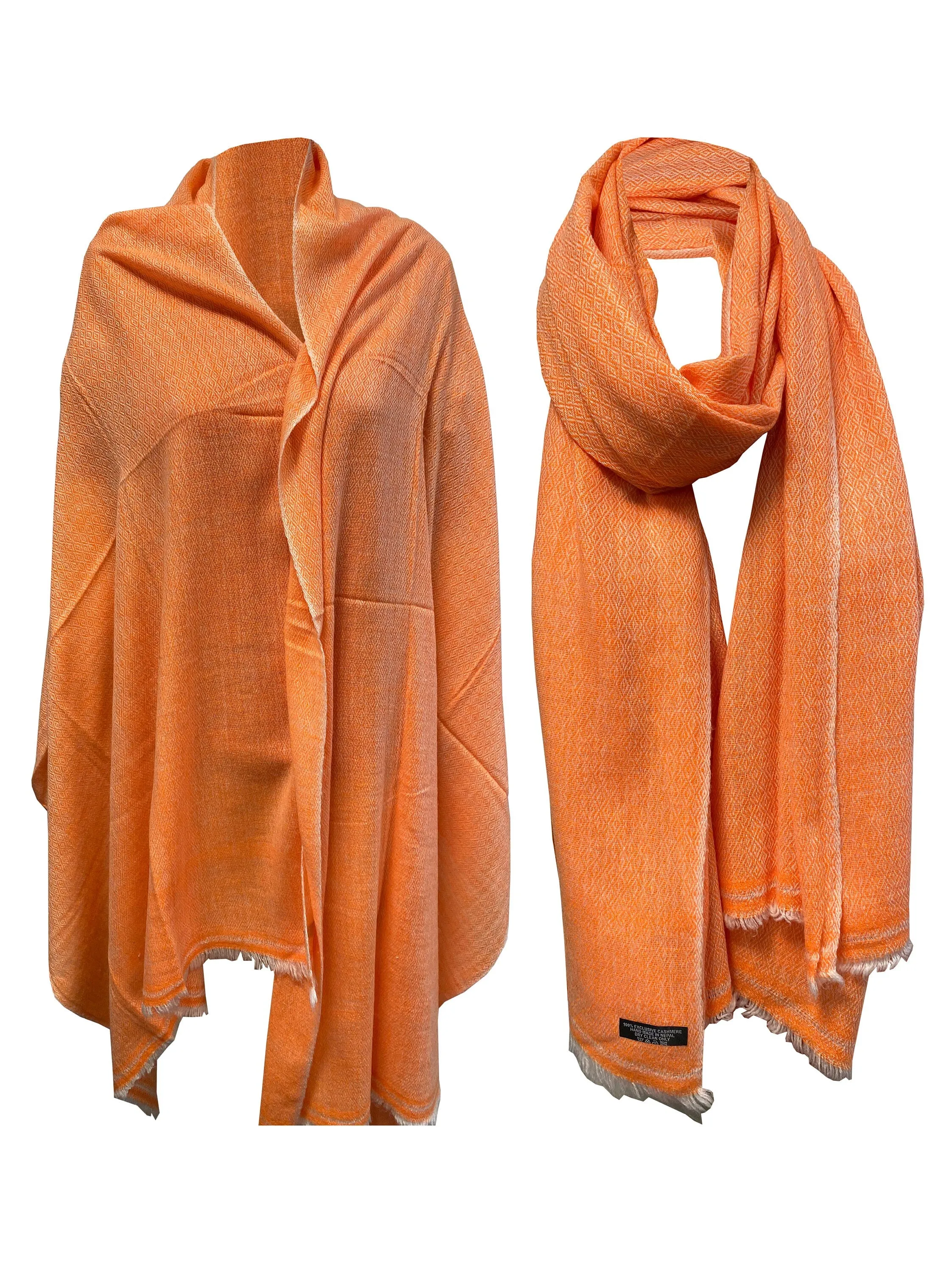 LUXURY HANDMADE CASHMERE orange scarf natural super soft winter shawl unisex trending scarf Xmas gift for him and her Fathers days gift