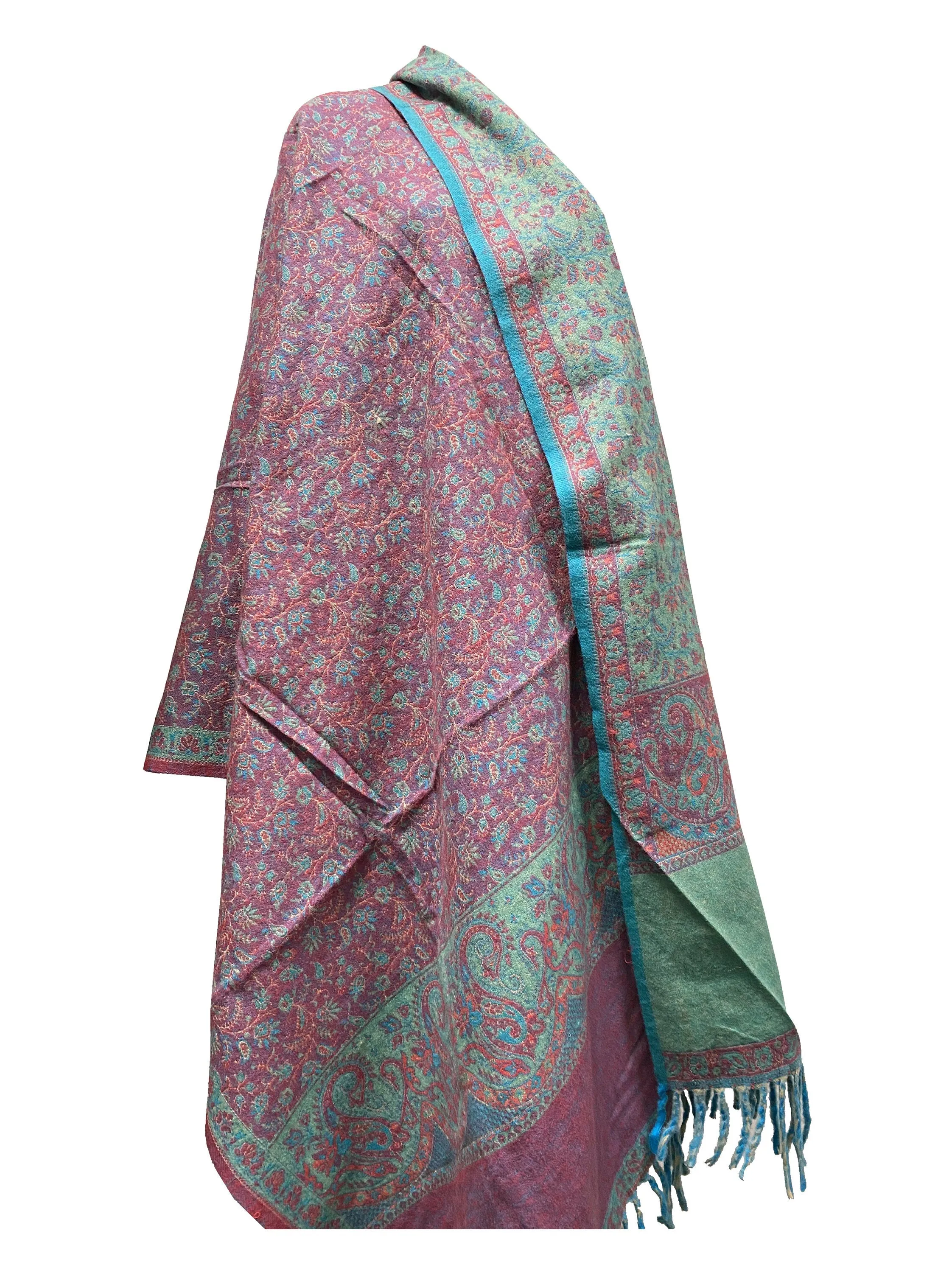 LUXURY HANDMADE  Mint Colour mixed Floral Scarf Yak Wool yoga blanket stole unisex Travel Wrap Meditation Soft Shawl special Gift for her