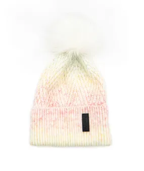 Maniere Rainbow Ombre Knit Hat With White Pom