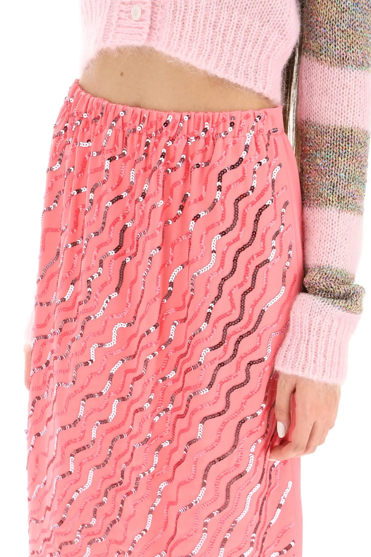 Marni sequined satin midi skirt