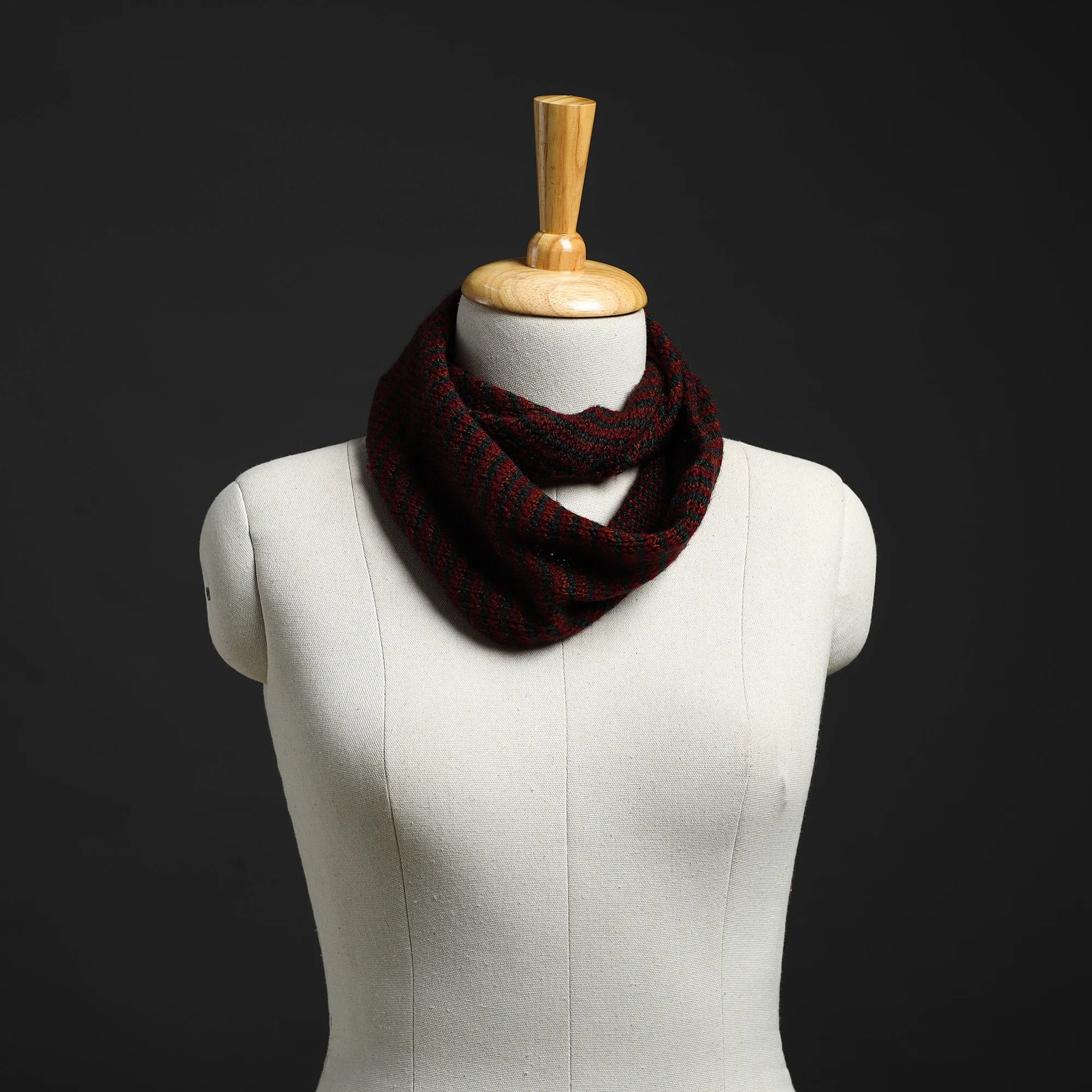 Maroon - Kumaun Hand Knitted Woolen Neck Warmer 02