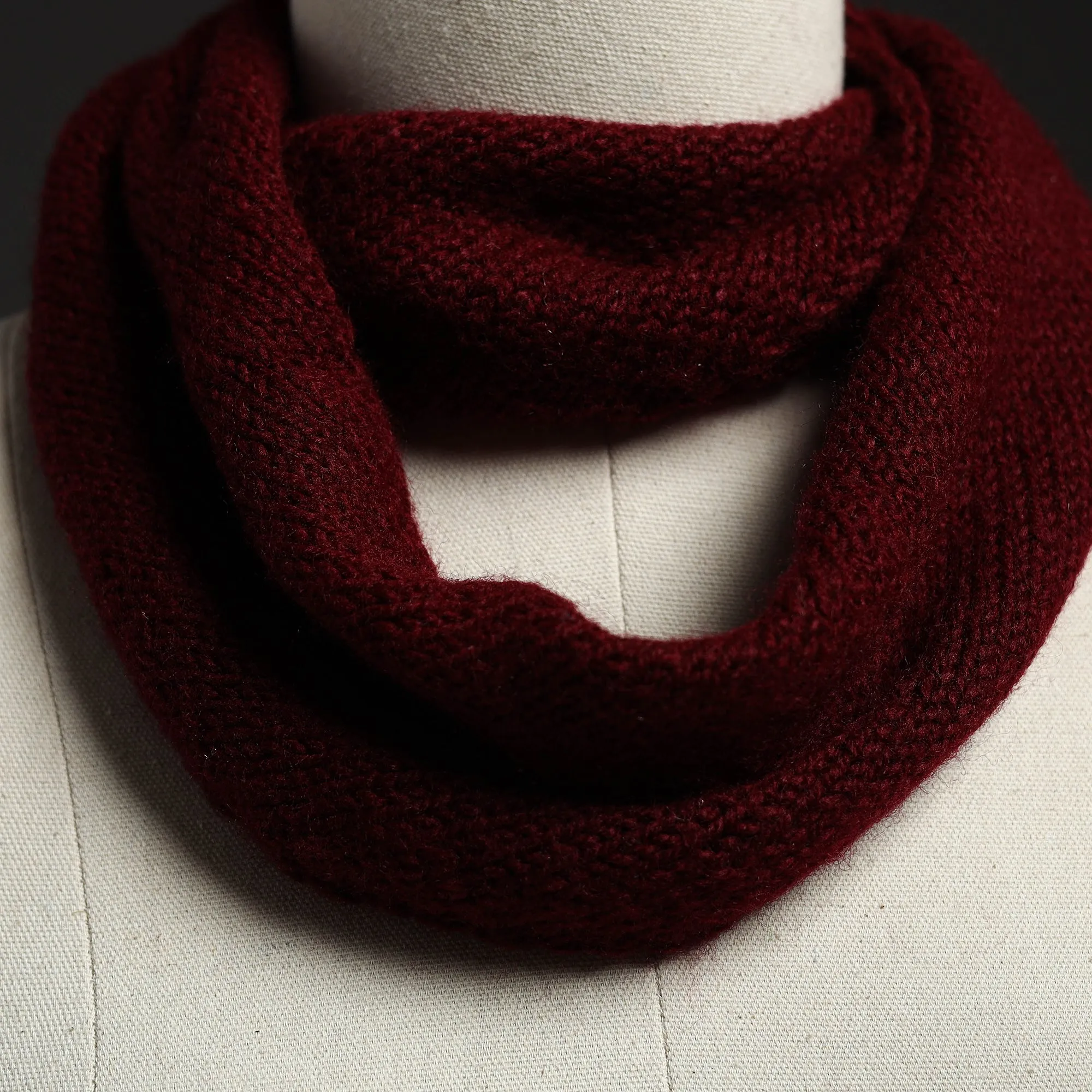 Maroon - Kumaun Hand Knitted Woolen Neck Warmer 31