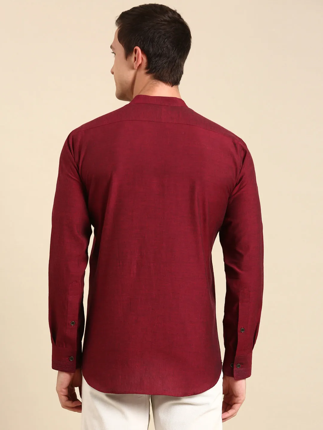 Maroon Malai Cotton Designer Shirt for Men - MM0850