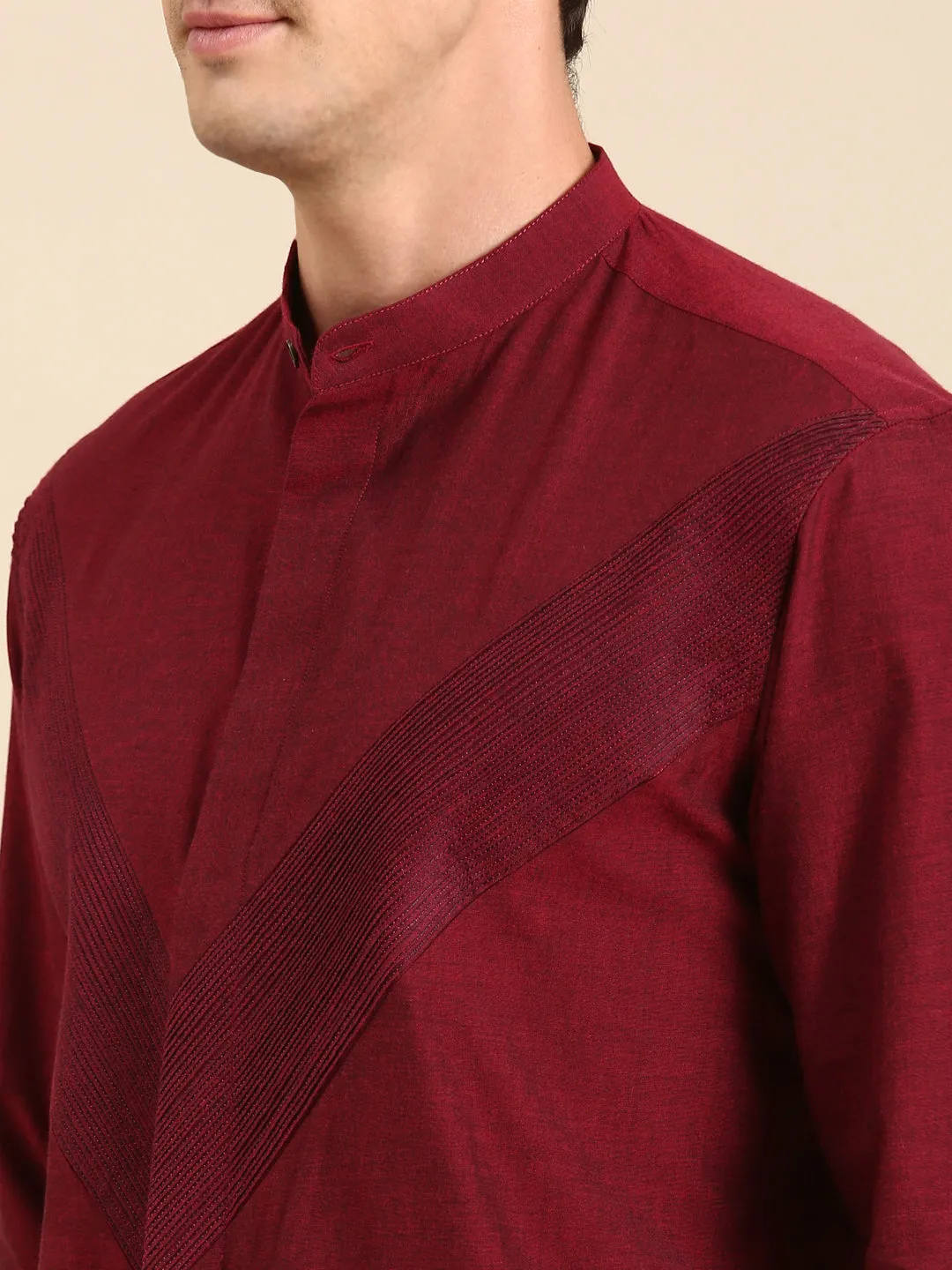 Maroon Malai Cotton Designer Shirt for Men - MM0850