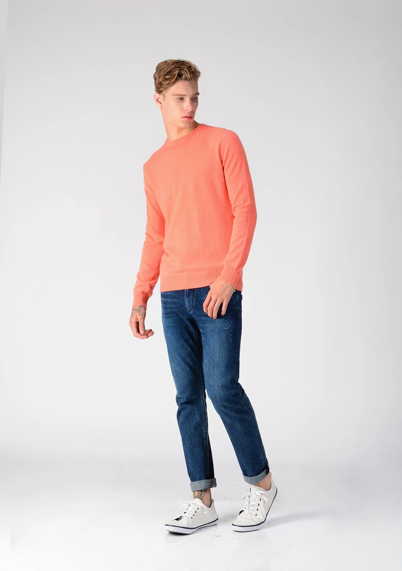 Men Crew Neck Sweater_Coral