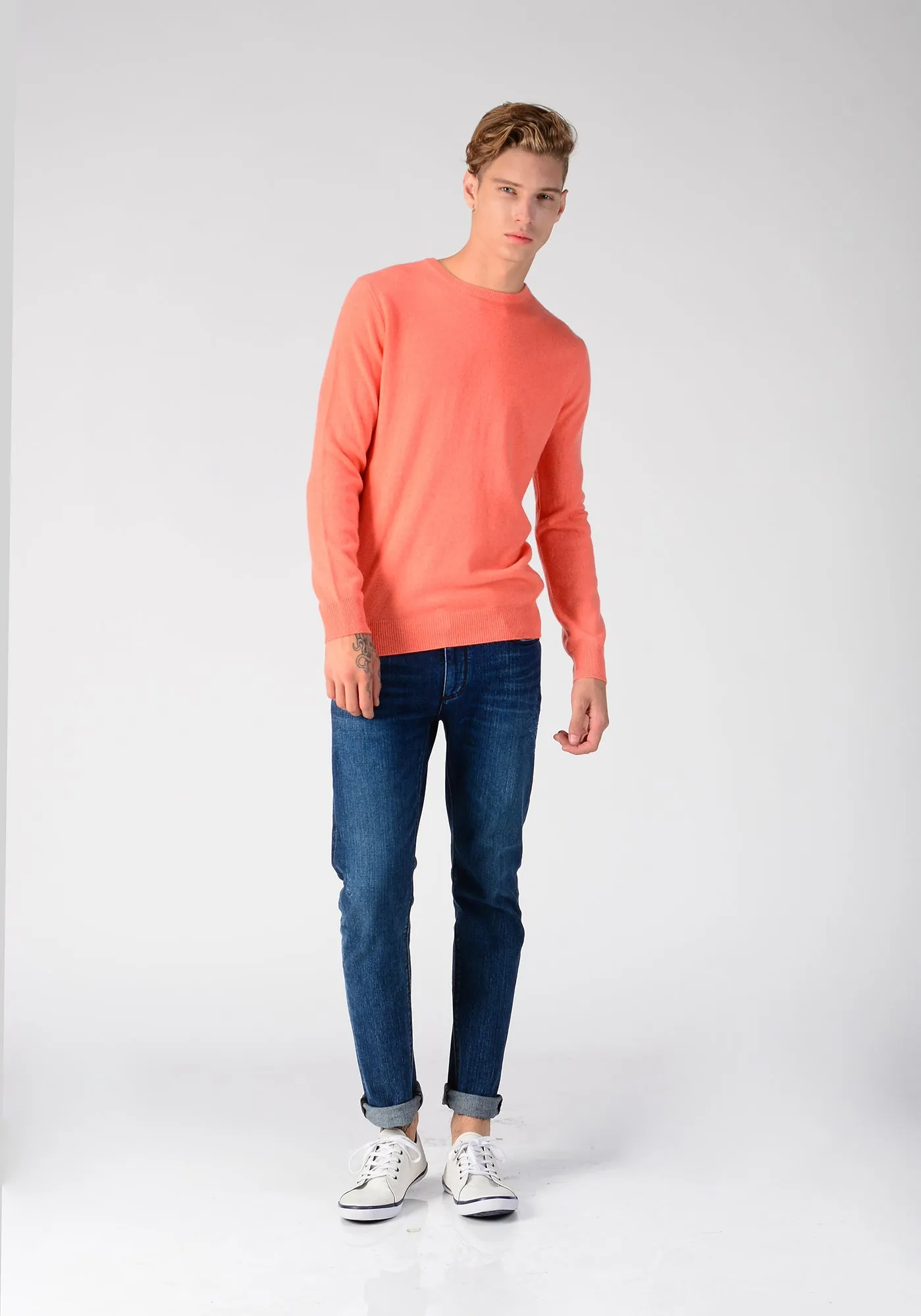 Men Crew Neck Sweater_Coral