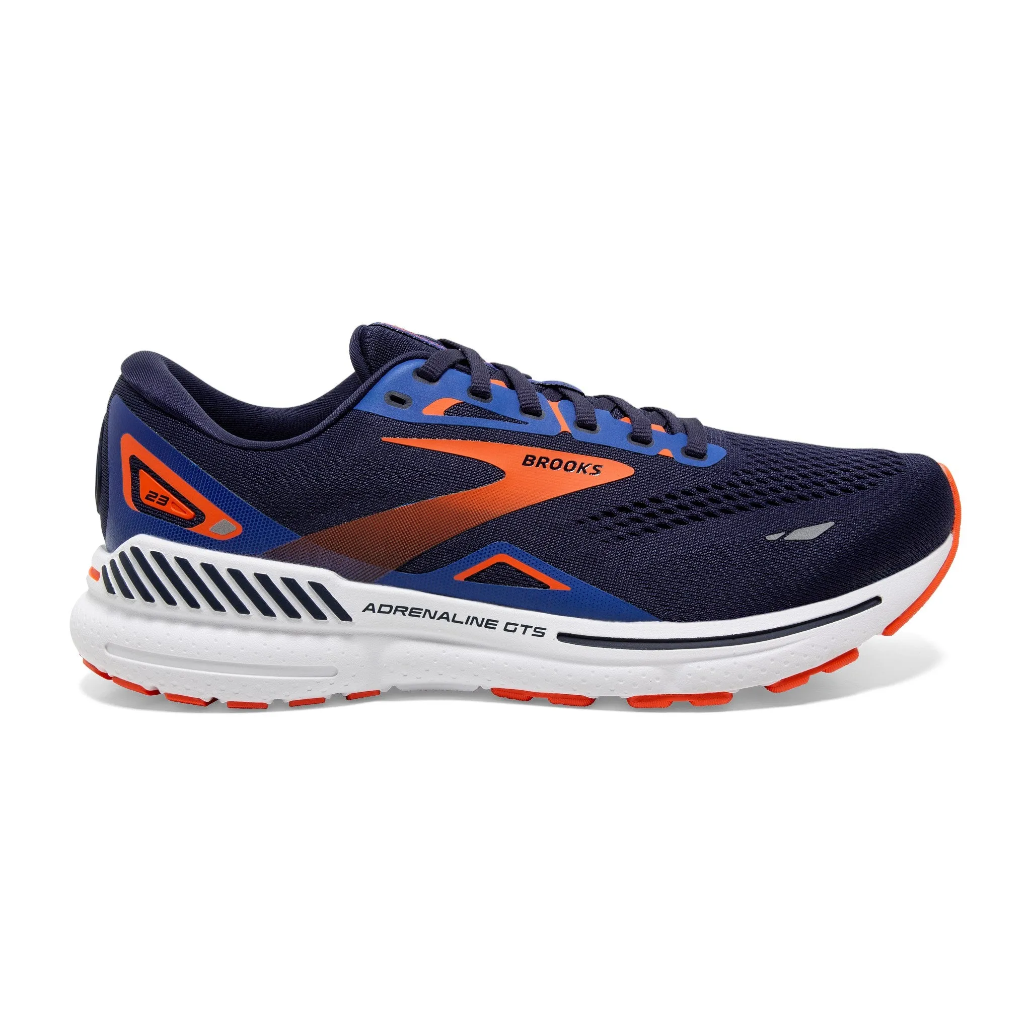 Men's Brooks Adrenaline GTS 23 Running Shoe in Peacoat/Orange/Surf the Web