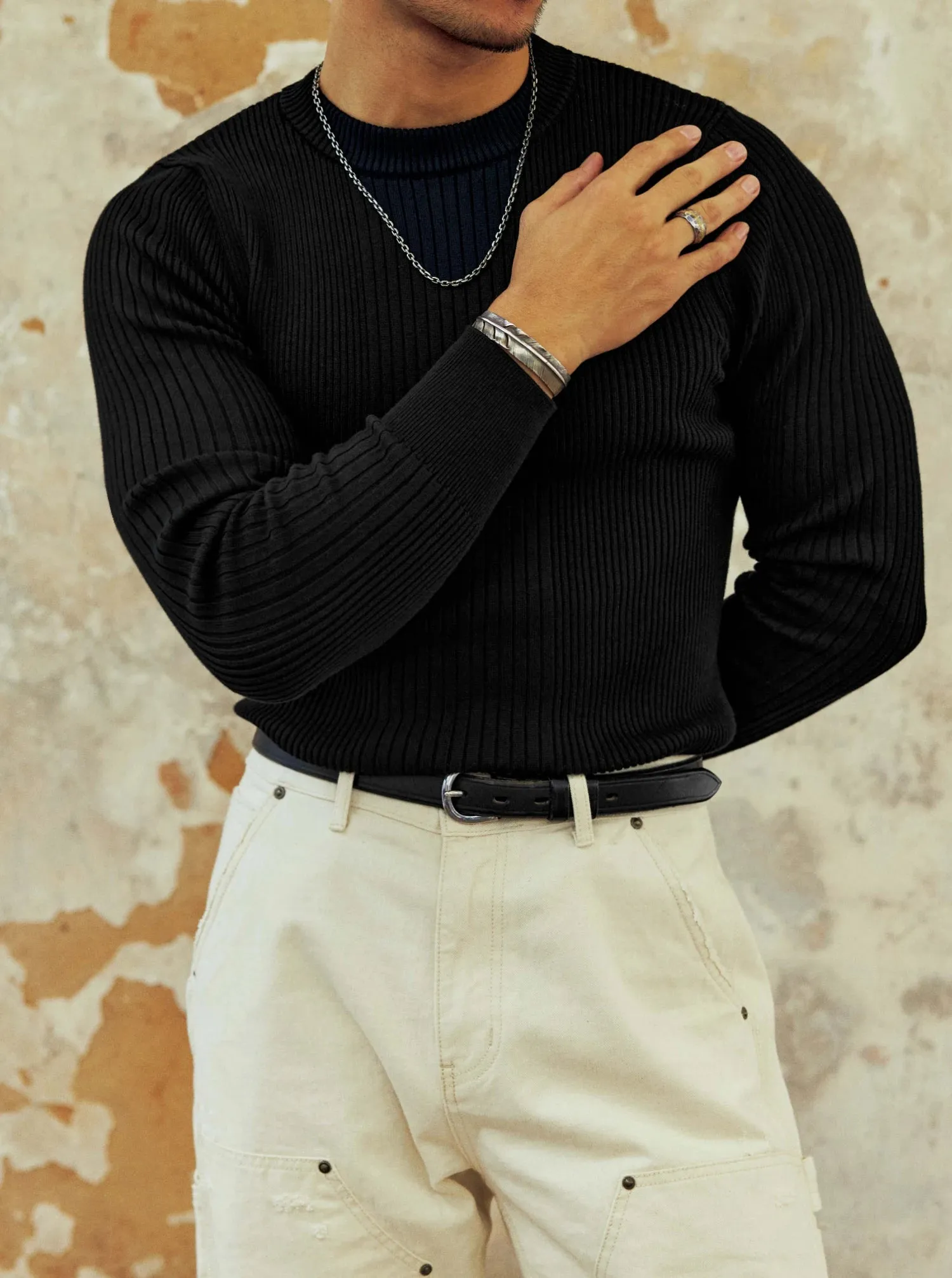 Men's Knitted Stretchy Sweater