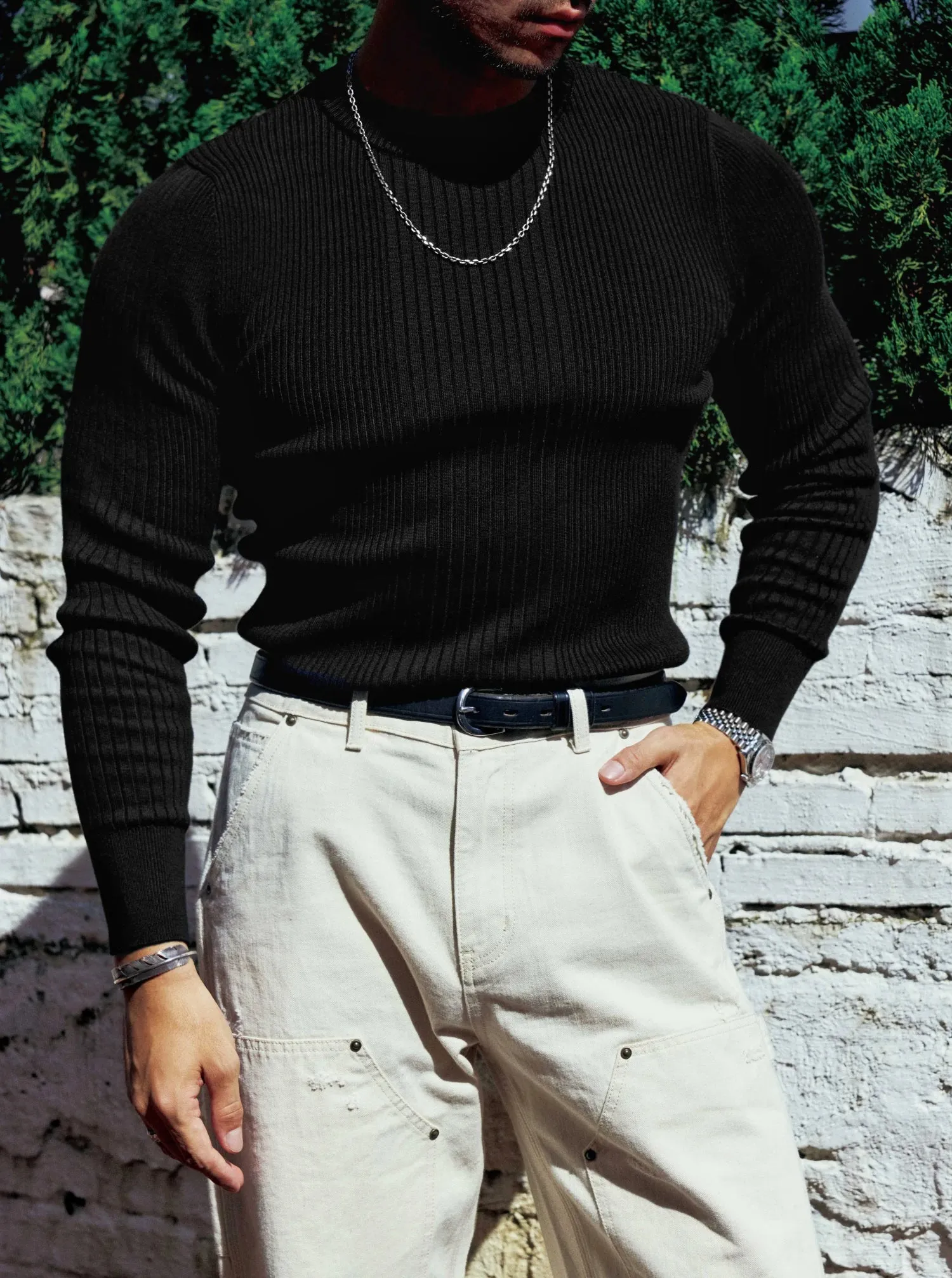 Men's Knitted Stretchy Sweater