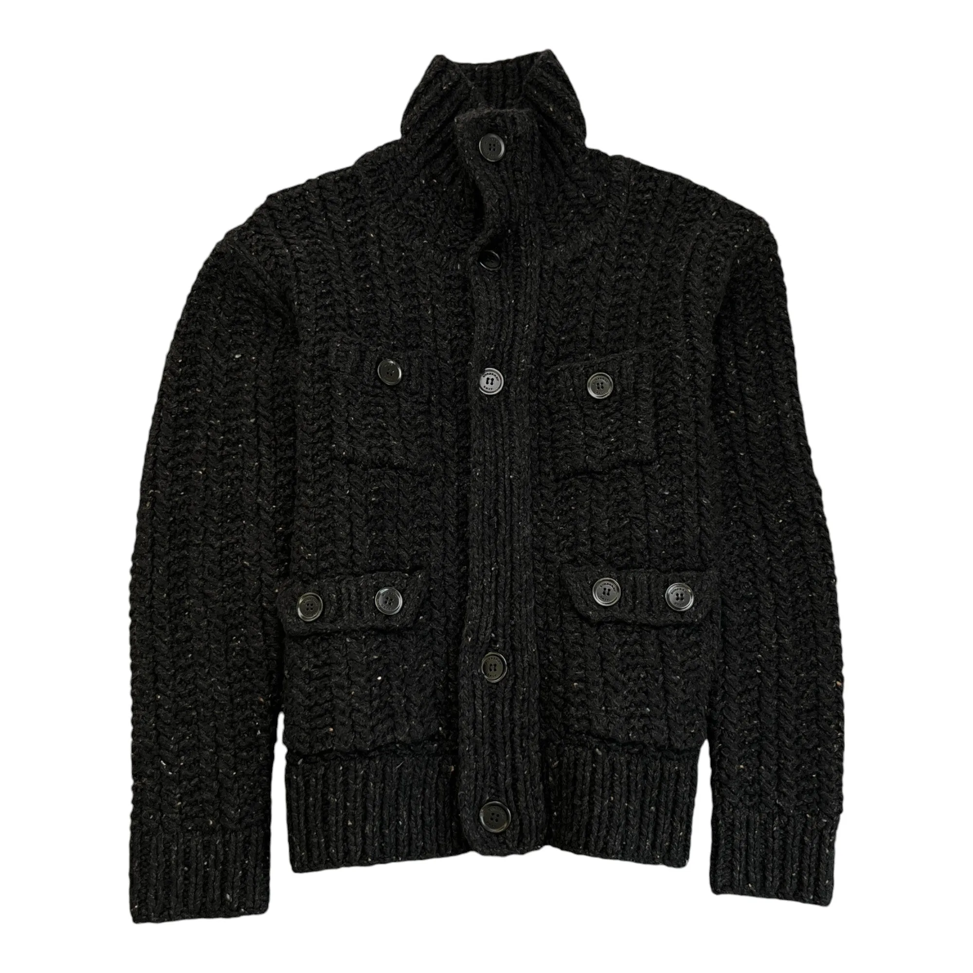 Men's Merino Wool Cardigan Black Size XS