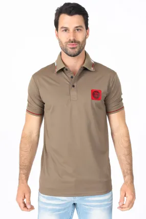 Mens Modern Fit Stretch Cotton Khaki Polo