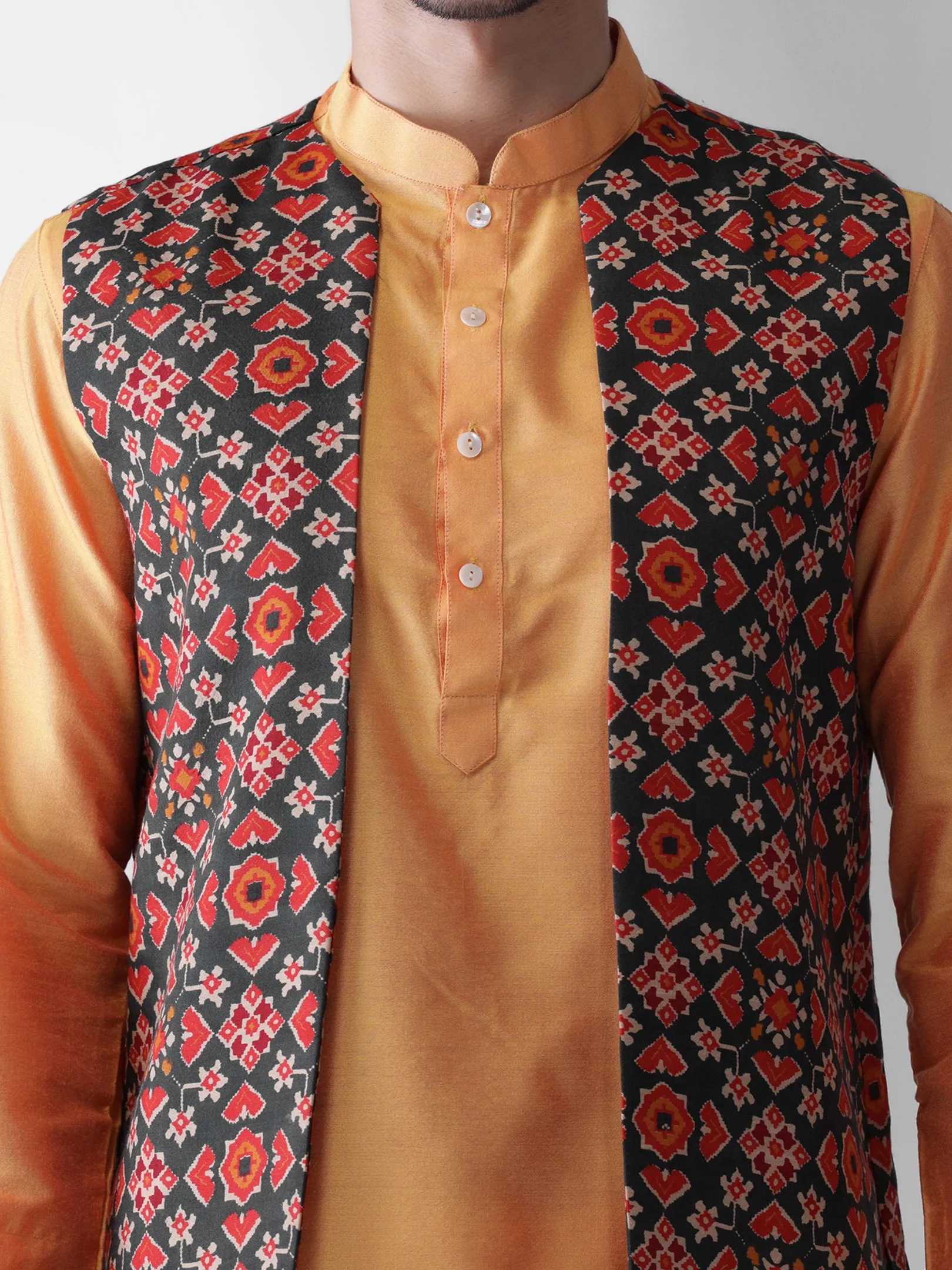 Men's Multi Kurta Jacket Churidar Set