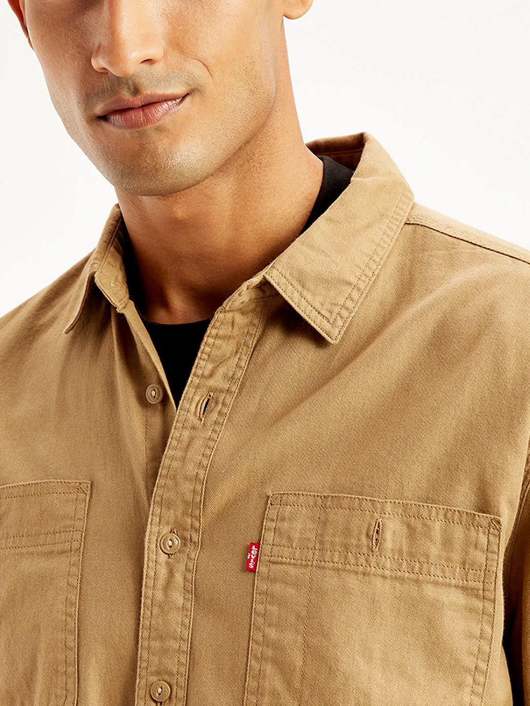 Men's Solid Regular Fit Denim Shirt