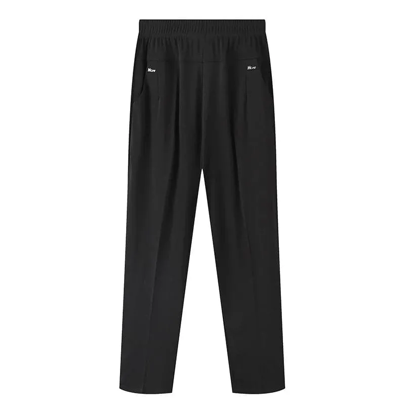 Mid Aged Women's High Waist Casual Pants | Broadcloth | Ankle-Length