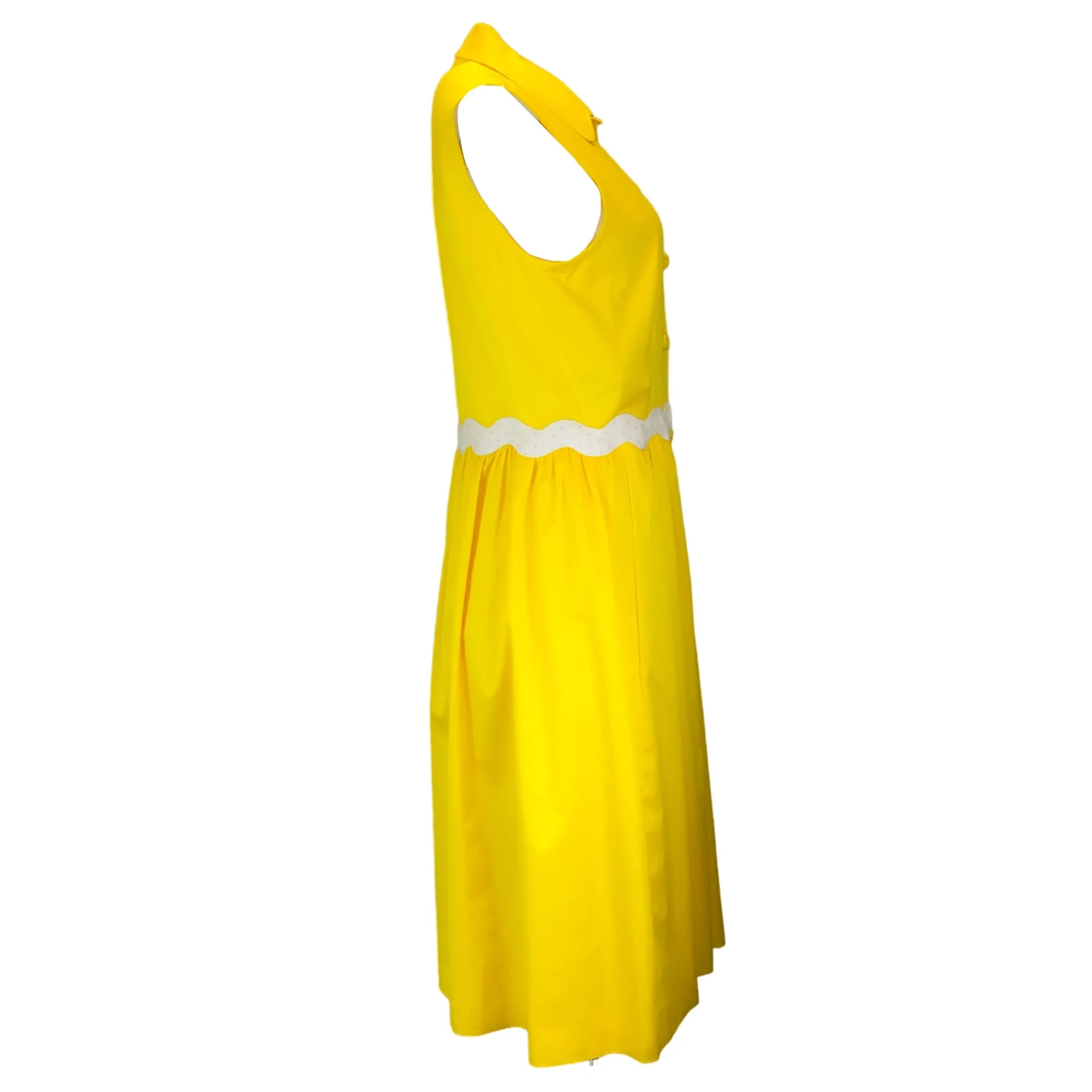 Moschino Couture Yellow Sleeveless Button-front Cotton Midi Dress