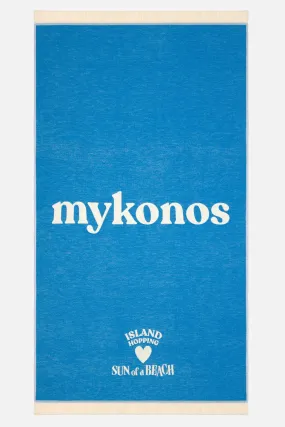 Mykonos Bright Blue | Feather Beach Towel