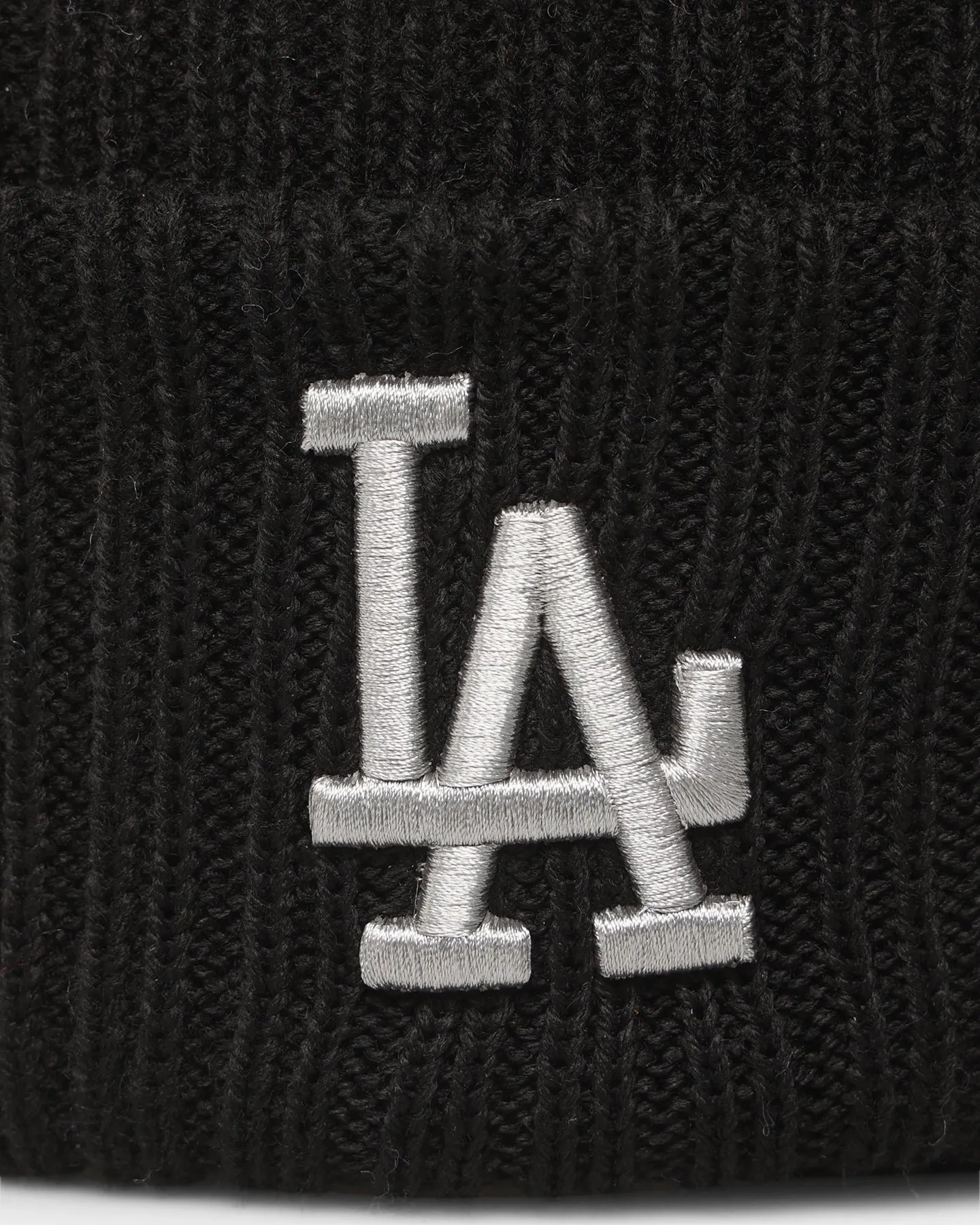 New Era Los Angeles Dodgers Knit Thin Pom Beanie Black