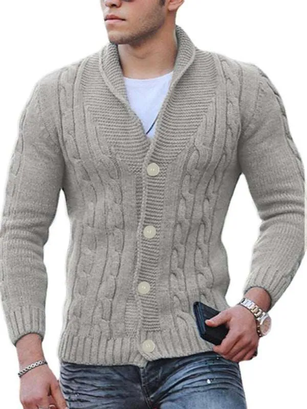 New Sweater Men's Knitted Cardigan Solid Color Slim Men's Jacket