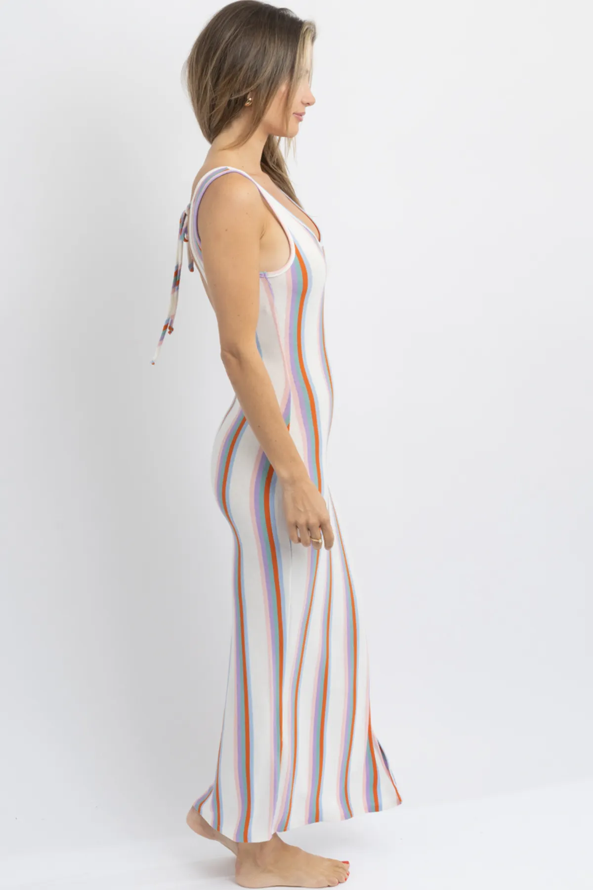 NEWPORT MULTI-STRIPED COVERUP DRESS