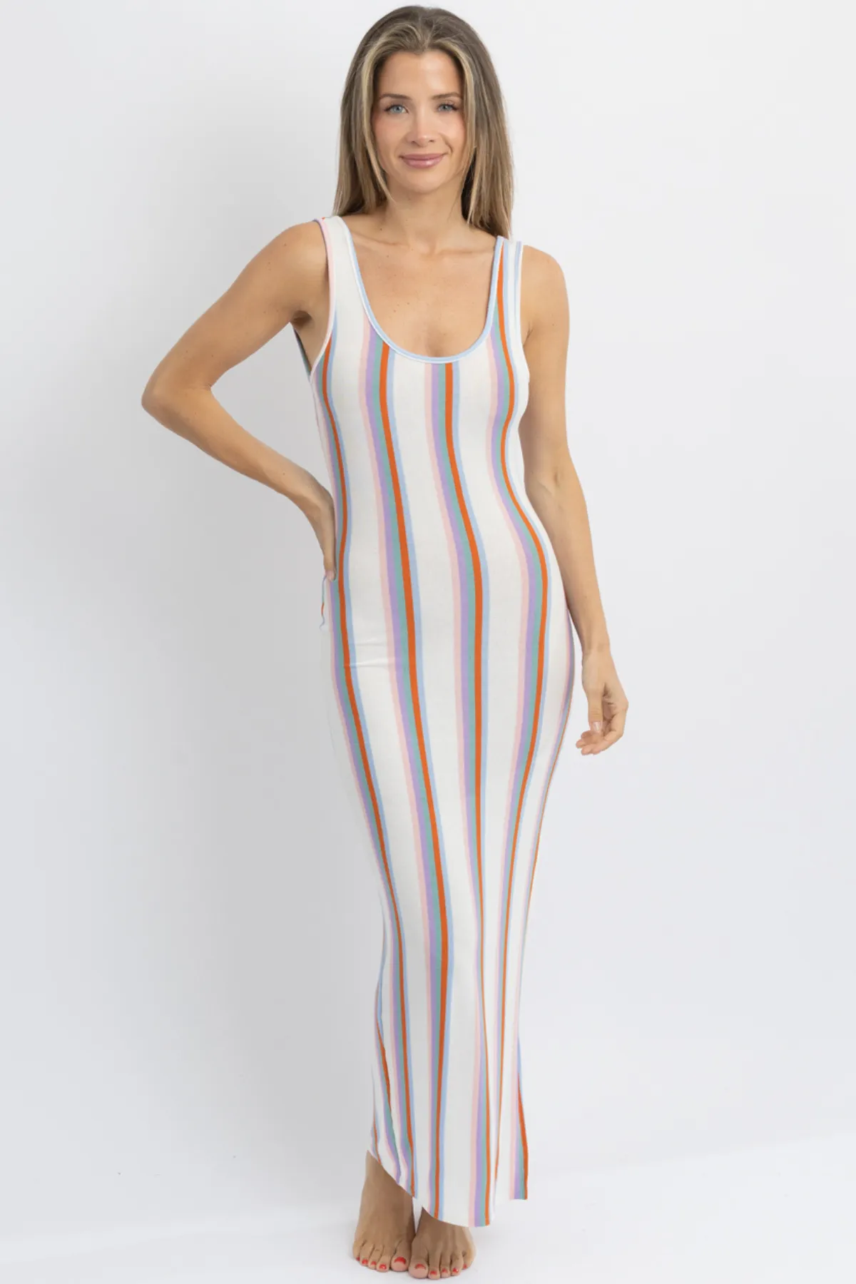 NEWPORT MULTI-STRIPED COVERUP DRESS