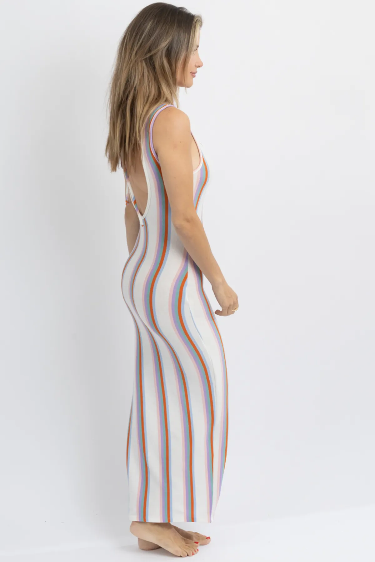 NEWPORT MULTI-STRIPED COVERUP DRESS