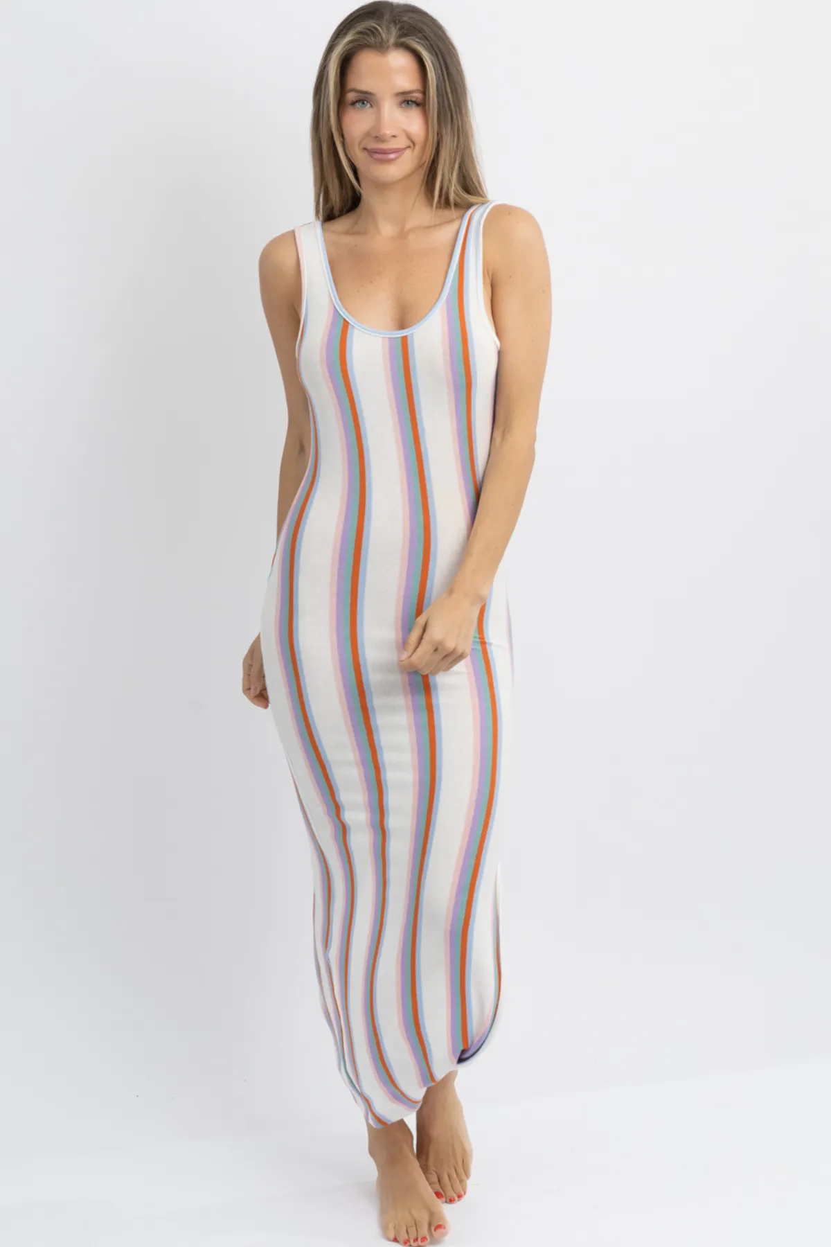 NEWPORT MULTI-STRIPED COVERUP DRESS