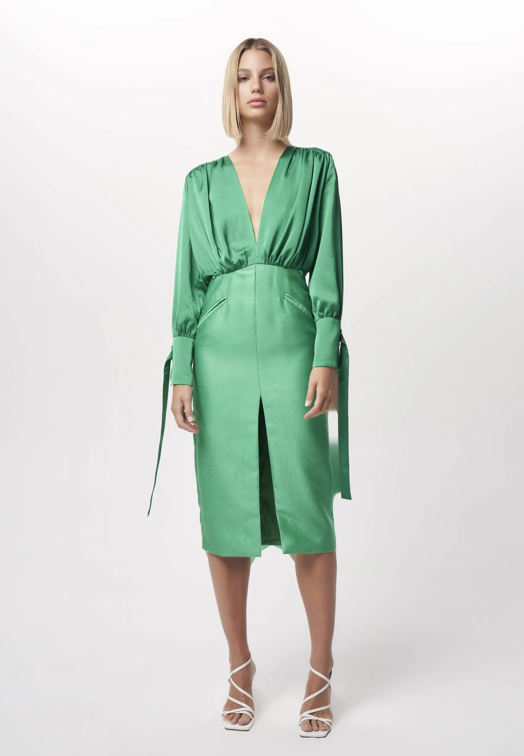 Nicola Finetti Arida Low Plunge Dress - Emerald