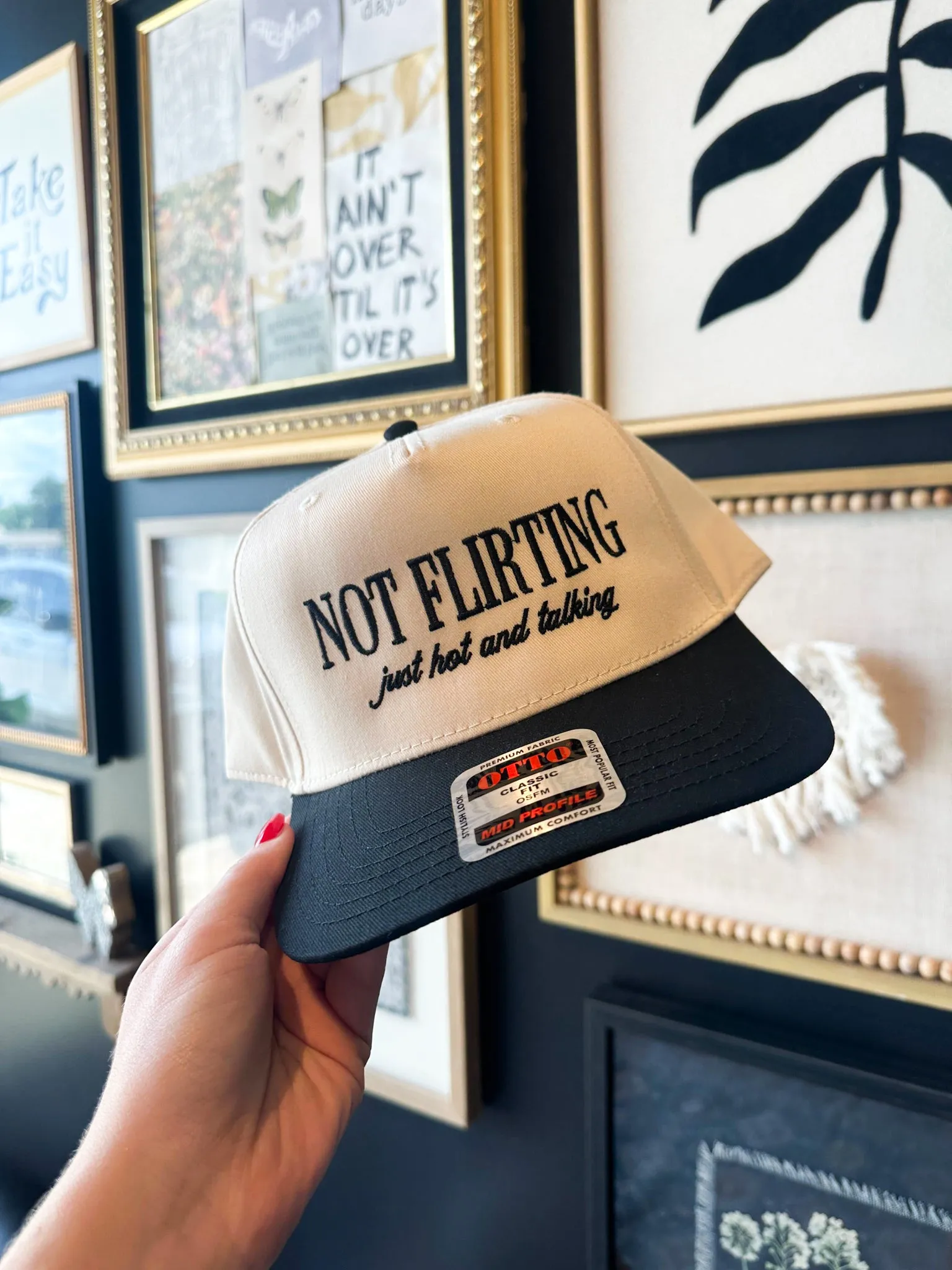 Not Flirting Wide Brim Trucker Hat- Black