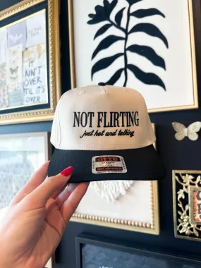 Not Flirting Wide Brim Trucker Hat- Black