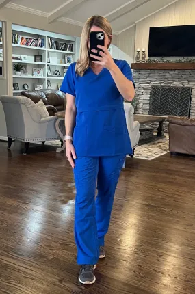 Nursing Scrubs Top For Breastfeeding - Royal Blue