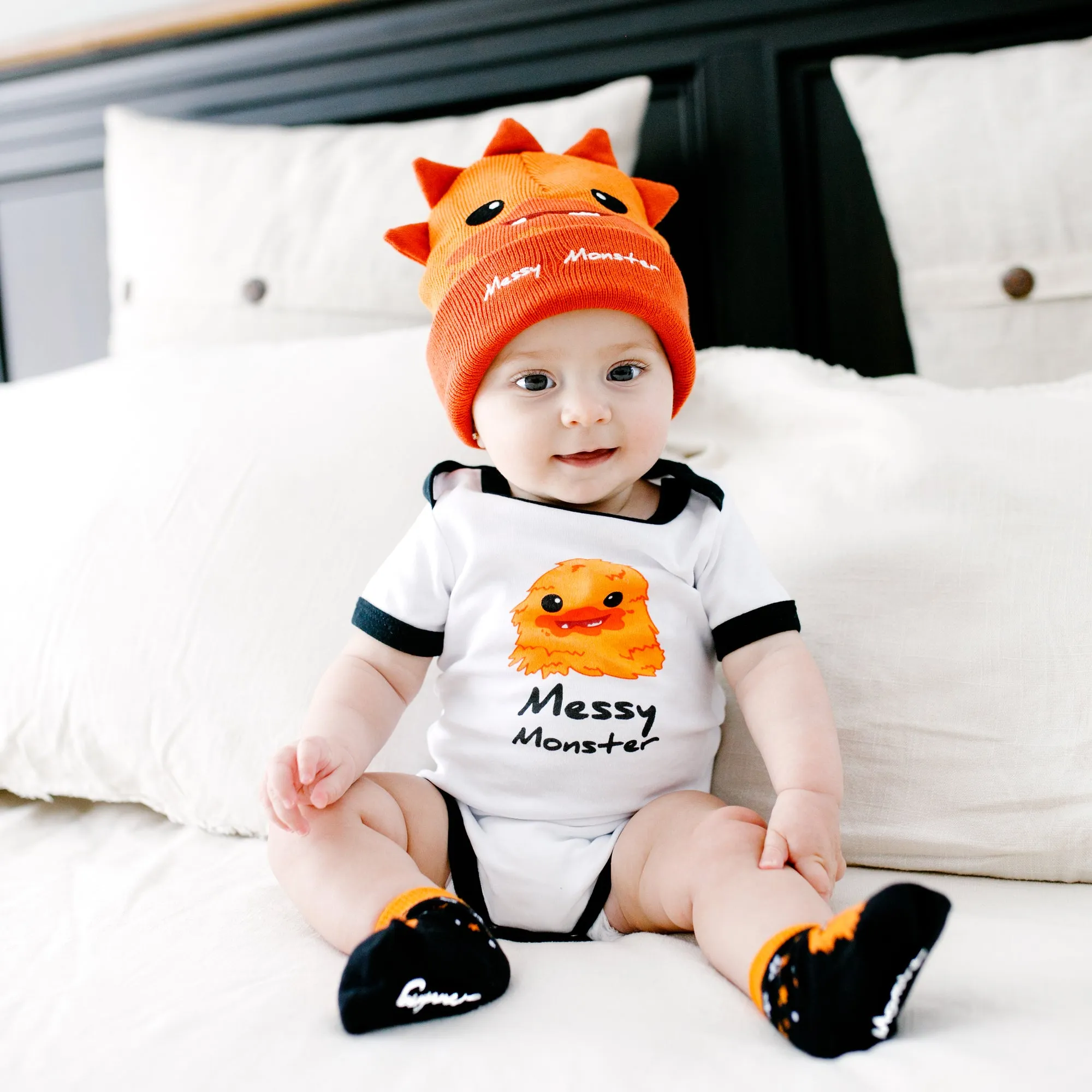 Orange Messy Monster One Size Fits All Baby Hat