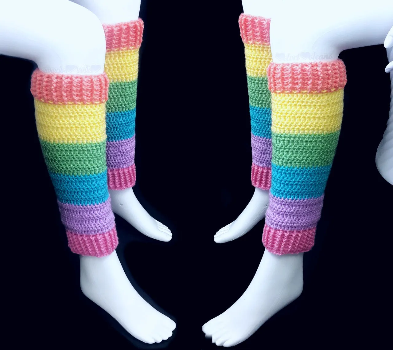 Pastel Rainbow Striped Leg Warmers