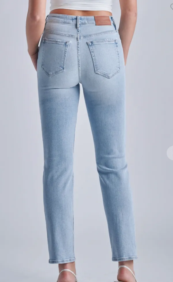 Perfect Day Light Wash Distressed Straight Leg Denim