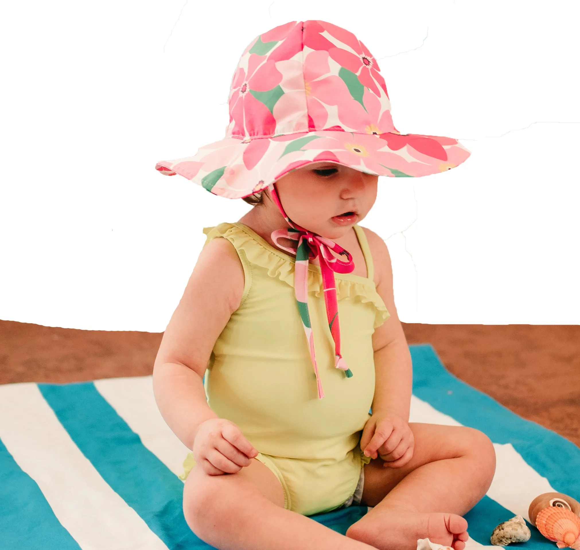 Personalized Pink and White Sun Hat For 0-4 Year Baby and Toddler Girl With 50  UPF Rating Infant Hat Newborn Summer Hat